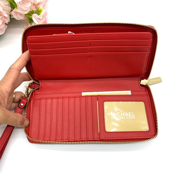 Michael Kors Jet Set Travel LG Continental Wristlet - Brown / Flame - Picture 7 of 11